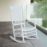 Schaukelstuhl mit Armlehne, Schwingsessel, Relaxstuhl, Gartenstuhl, Pappelholz Weiß 69 x 86 x 115 cm