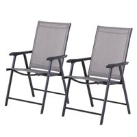Klappstuhl mit Armlehne 2er Set Campingstuhl Angelstuhl Metall Grau