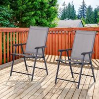 Klappstuhl mit Armlehne 2er Set Campingstuhl Angelstuhl Metall Grau