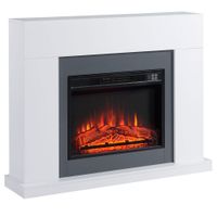LED Elektrokamin mit Flammeneffekt 1800/2000W Dekokamin MDF Weiß 113 x 26,6 x 87,5 cm