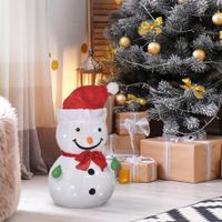 Weihnachten Schneemann Weihnachtsdekoration mit LED-Lichter Modell Weihnachten Garten Hof Dekoration faltbar wetterfest Polyester Grün+Rot+Weiß Ø30 x 51 cm