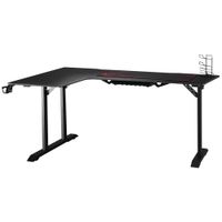 Gaming Tisch Schreibtisch L-förmige mit Kopfhörerhaken Getränkehalterung Computertisch MDF Metall Schwarz+Rot 168 x 109 x 78 cm