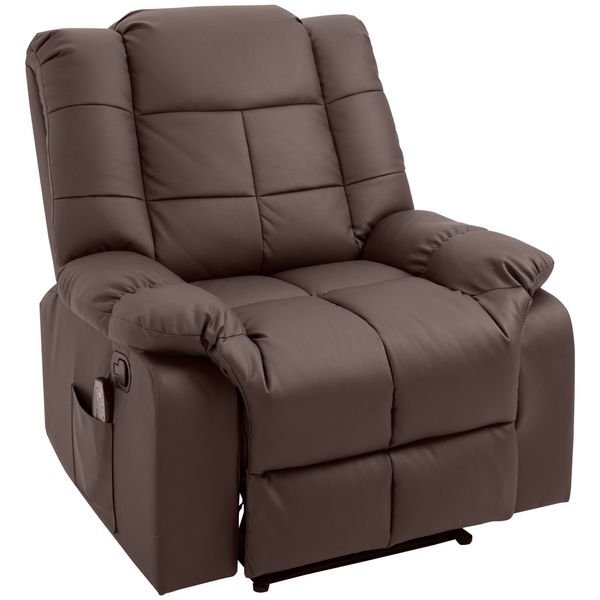 Massagesessel sessel mit Massagefunktion Kunstleder Holz Metall Schaumstoff Braun 94 x 99 x 99cm