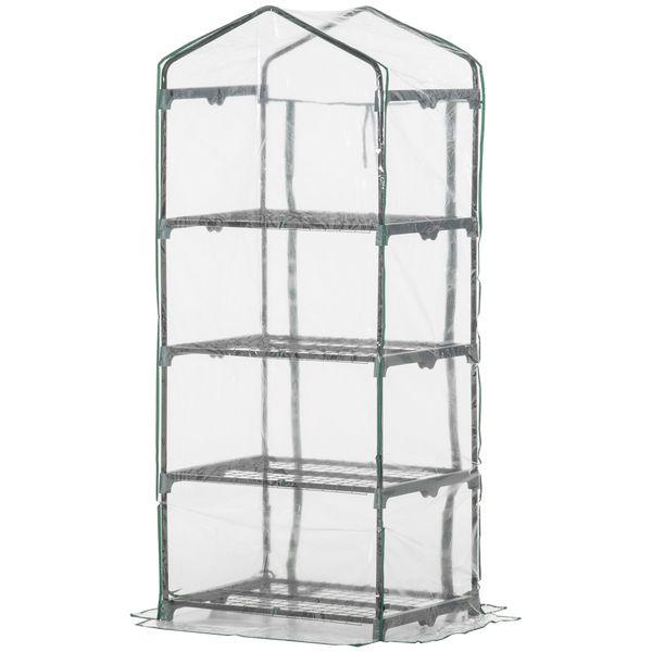 Folien Gewächshaus Tomatenhaus Pflanzenhaus Frühbeet 4 Regalfächer Transparent 70 x 50 x 160 cm