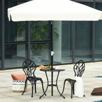 Sitzgruppe 3-teilige Tisch+2 Stühle mit Schirmloch Terrasse Aluminium Schwarz Ø60 x 67H cm
