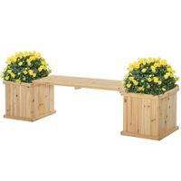 Gartenbank mit 2 Pflanzkasten Holz Sitzbank mit Blumenkasten Garten Holzbank Parkbank Natur 176 x 38 x 40 cm