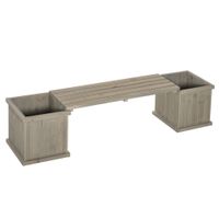 Gartenbank mit 2 Pflanzkasten Holz Sitzbank mit Blumenkasten Garten Holzbank Parkbank Hellgrau 176 x 38 x 40 cm