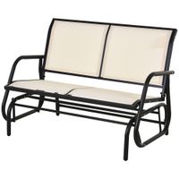 Schaukelbank 2-Sitzer Gartenbank Gartenschaukel Sitzbank Parkbank Metall Gartenmöbel Beige 120 x 70 x 88 cm