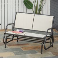 Schaukelbank 2-Sitzer Gartenbank Sitzbank Parkbank Metall Gartenmöbel Beige 120 x 70 x 88 cm