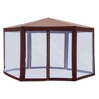 Pavillon Gartenpavillon mit Moskitonetz Partyzelt Gartenzelt Festzelt Zelt 6-eckig Polyester+Metall Braun 390x390x250cm