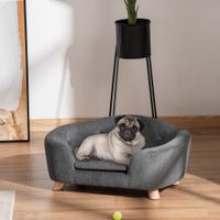Haustiersofa Hundematte Katzen Sofa mit Kissen Plüsch Dunkelgrau