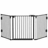 Hunde Absperrgitter Türschutzgitter mit Tür klappbar Schwarz 202,5 cm