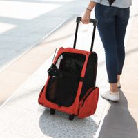 Hundetrolley Transporttasche Tragetasche 2-in-1 Haustierrucksack Rot