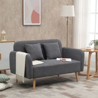 Doppelsofa samtartiges Polyester Schaumstoff Grau+Natur 130 x 70 x 80 cm