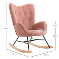 Schaukelstuhl mit gepolsterter Sitzfläche samtartiges Polyester Metall Rosa+Natur 84 x 70 x 96 cm