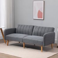 Schlafsofa Klappsofa 2-Sitzer Sofagarnitur leinenartiges Polyester Gummiholz Grau 173 x 75 x 73 cm