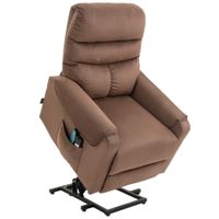 Fernsehsessel mit Massagefunktion Aufstehhilfe Fernbedienung Heizung elektrisch Liegefunktion Polyester-Gewebe Metall Hellbraun 79 x 97 x 103 cm