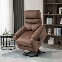 Fernsehsessel mit Massage Aufstehhilfe Fernbedienung Heizung Metall Hellbraun 79 x 97 x 103cm