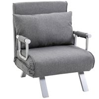 Schlafsofa mit Armlehne 3-in-1 Schlafsessel Gästebett Klappmatratze Klappbett Chaiselongue Multifunktion leinenartiges Polyester Grau 65 x 69 x 80 cm