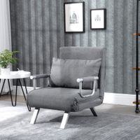 Schlafsofa mit Armlehne 3-in-1 Schlafsessel Multifunktion leinen Polyester Grau 65 x 69 x 80 cm
