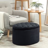 Sitzbank Polsterbank mit Stauraum samtartiges Polyester Gummiholz Schwarz 71 x 52 x 42 cm