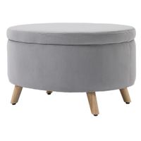 Sitzbank Polsterbank mit Stauraum samtartiges Polyester Gummiholz Hellgrau 71 x 51,5 x 42 cm