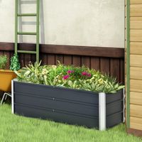 Hochbeet aus Stahl Gartenbeet Blumenkasten Blumenkübel mit Handschuhe Dunkelgrau 125 x 47 x 40 cm