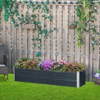 Hochbeet aus Stahl Gartenbeet Pflanzkasten Blumenkasten mit Handschuhe Dunkelgrau 183 x 47 x 40 cm