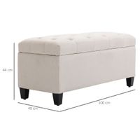 Sitzbank Polsterbank mit Stauraum leinenartiges Polyester Gummiholz Cremeweiß 100 x 40 x 44 cm