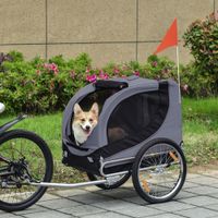 Fahrradanhänger Hundeanhänger Hunde Fahrrad Tier Anhänger Grau+Schwarz