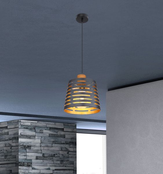 Lighting - ABLONA - Hängeleuchte Metall schwarz matt, 1x E27
