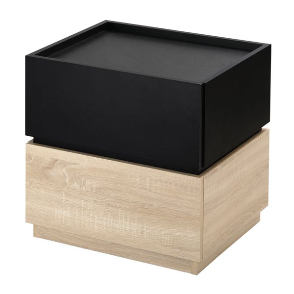 Nachttisch mit Schublade  Spanplatte Schwarz+Natur 50 x 40 x 47,5 cm