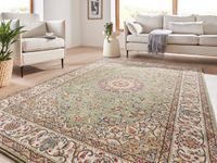 Klassischer Kurzflor Teppich Amina Medaillon 27008 Farbe Grün 60 x 110 cm