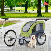 Hundeanhänger Fahrradanhänger Jogger Hunde Anhänger 2 in1 Anhänger Grün