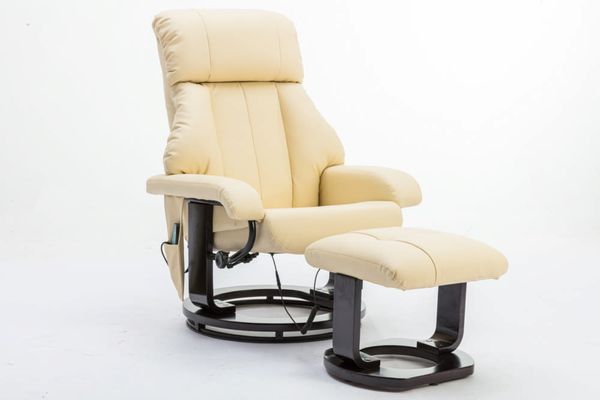 Massagesessel mit Fußhocker & Heizfunktion - Beige
