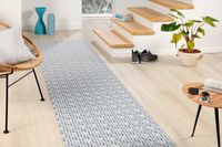 Mira Jacquard Teppich Ozean Farbe Blau-Grau 80 x 200 cm