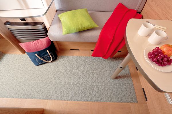 Peyer Syntex Mira Jacquard Teppich Uni Farbe Grau 80 x 200 cm