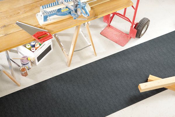 Peyer Syntex Mira Jacquard Teppich Uni Farbe Schwarz 80 x 150 cm