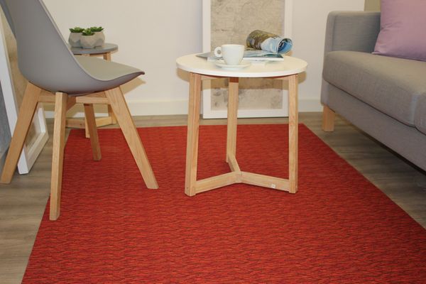 Peyer Syntex Mira Jacquard Teppich Uni Farbe Rot 80 x 200 cm