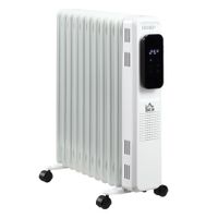 Ölradiator tragbar elektrisch Heizkörper 2290-2720W 3 Heizstufen Weiß Metall 50,5 x 24 x 63 cm