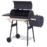 Smoker Grill BBQ Multifunktion Holzkohlegrill Grillwagen 2x Brennkammer