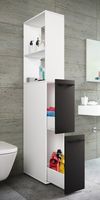 Badmöbel Nischenschrank Raumteiler Badschrank Schublade Sadilo XL Honig-Eiche Weiß/Schwarz