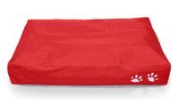 Outdoorfähiges Tierkissen Quadratisch mit Pfotendruck, ca. 70x100x15 cm, Farbe: Rot