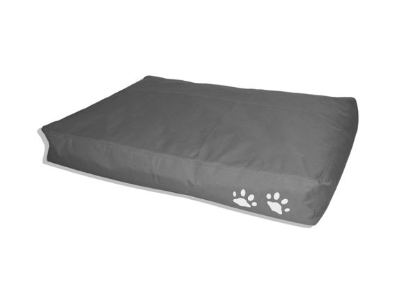 Outdoorfähiges Tierkissen Quadratisch mit Pfotendruck, ca. 70x100x15 cm, Farbe: Grau