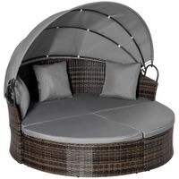 Polyrattan Sonneninsel mit faltbarem Sonnendach Sonnenliege 171 x 180 x 155 cm