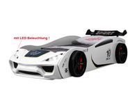 Autobett TURBO V2 Weiß Kinderbett im Rennwagen-Design mit Lattenrost