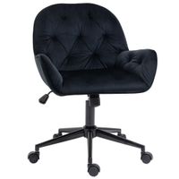 Bürostuhl Drehstuhl Bürosessel höhenverstellbarer Chefsessel Stuhl Schreibtischstuhl Sessel Büro samtartiges Polyester Schwarz 60 x 61 x 81-91 cm