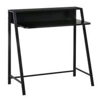 Schreibtisch Computertisch mit Ablagefach Kabeldurchlass Metall Schwarz 84 x 45 x 85 cm