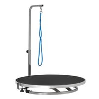 Tierpflegetisch drehbar mit verstellbaren Arm rutschfeste Tischplatte Edelstahl Rahme Ø65x H10