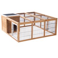Kaninchenstall Hasenstall mit Freilaufgehege Kleintierstall Dach zum Öffnen wasserdicht multifunktional Tannenholz Natur 123x120x52 cm